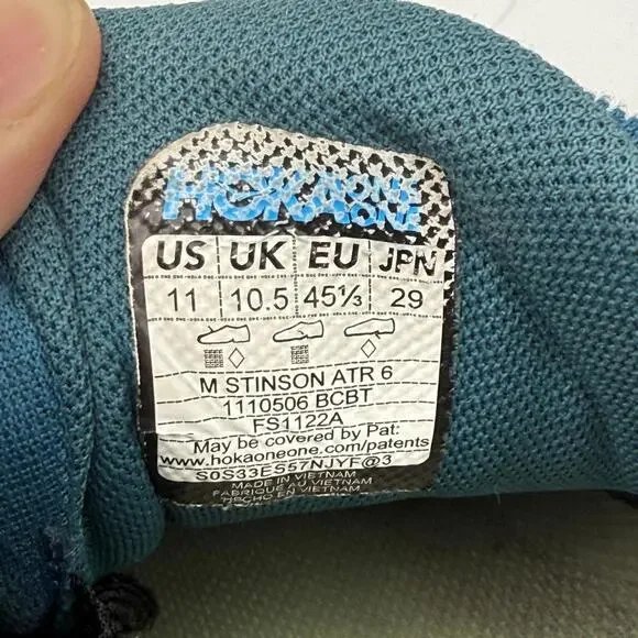 HOKA Stinson ATR 6  Men's Running Shoes - Size 11 - Picture 10 of 15